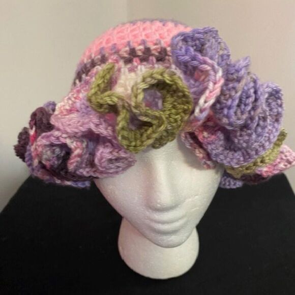Handcrafted Crochet multi-color ruffle bucket hat - Picture 1 of 4